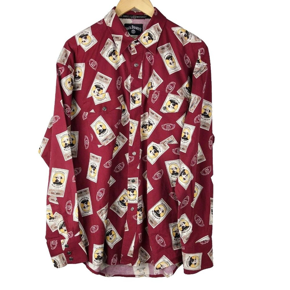 JACK DANIELS Shirt Mens Size XL Western Snap Long Sleeve Cowboy Old No 7 Whiskey